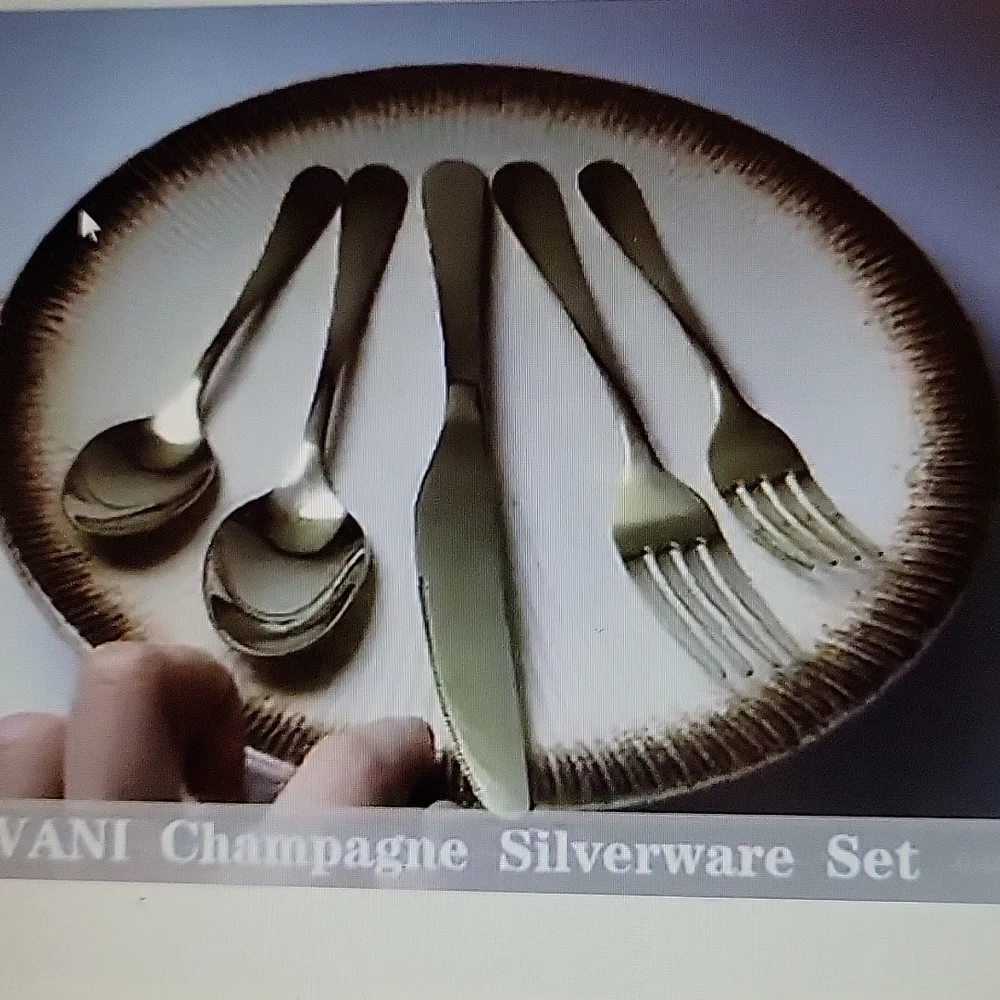 Vivani Champagne Gold 20 pc silverware set for 4 stainless steel flatware New…